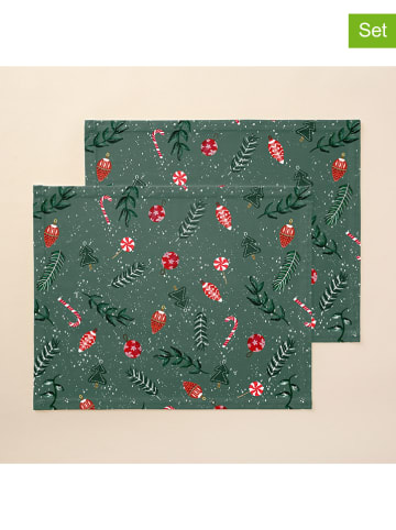 Mint Rugs 2er-Set: Tischsets "Christmas Maison" in Grün - (L)50 x (B)40 cm