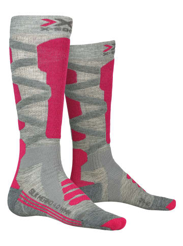 X-Bionic Ski-/snowboardsokken "Silk Merino" grijs/roze