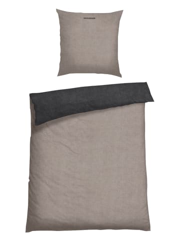 Schiesser Feinbiber-Bettwäsche-Set in Anthrazit/ Hellbraun
