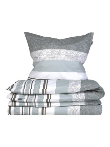 Schiesser Renforcé-Bettwäsche-Set "Adele" in Hellgrau/ Weiß