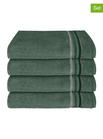 Schiesser 4-delige set: handdoeken "Skyline" donkergroen