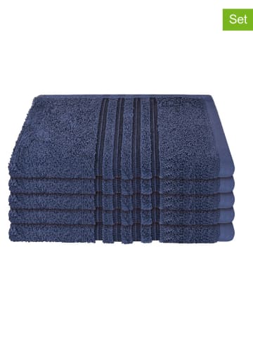 Schiesser 5-delige set: gastendoeken ''Milano'' donkerblauw