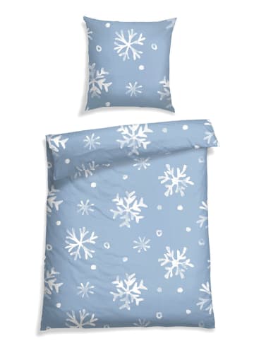 Schiesser Fijnbiber beddengoedset "Skadi" lichtblauw