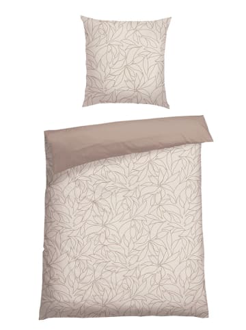 Schiesser Renforcé-Bettwäsche-Set "Leaves" in Taupe