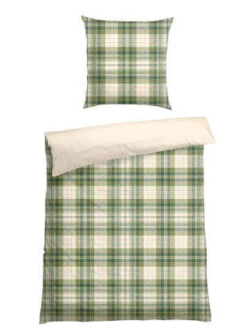 Schiesser Fijnbiber beddengoedset "Morris" groen/crème