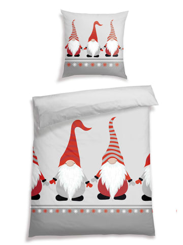 Schiesser Komplet pościeli flanelowej "Balduin" w kolorze szaro-czerwonym