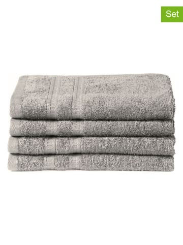 Schiesser 4-delige set: gastendoeken "Palmas" lichtgrijs