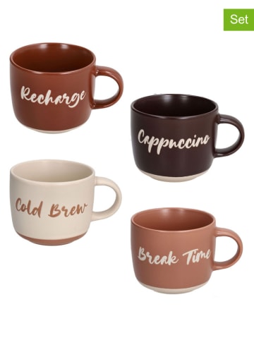 Tognana 4-delige set: mokken ''Cindy Barista'' beige/bruin/lichtbruin - 370 ml