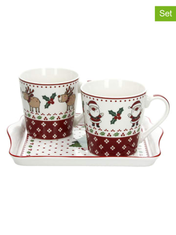 Tognana 3-delige Set: koppen ''Happy Santa'' wit/rood - 330 ml