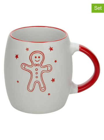 Tognana 2-delige set: mokken ''Joy'' wit/rood - 550 ml