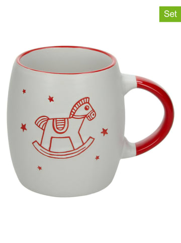 Tognana 2-delige set: mokken ''Joy'' wit/rood - 550 ml