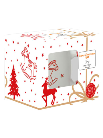 Tognana 2er-Set: Jumbotassen ''Joy'' in Weiß/ Rot - 550 ml