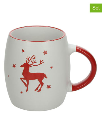 Tognana 2-delige set: mokken ''Joy'' rood/wit - 550 ml
