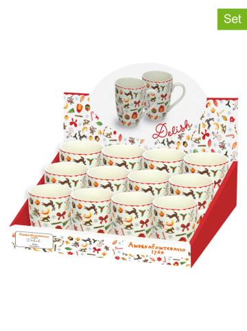 Tognana 12-delige set: koppen ''Poema Delish'' wit/meerkleurig - 340 ml