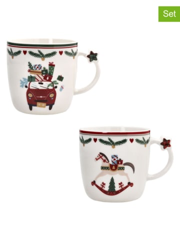 Tognana 2er-Set: Jumbotassen ''Let it Snow'' in Weiß/ Bunt - 360 ml