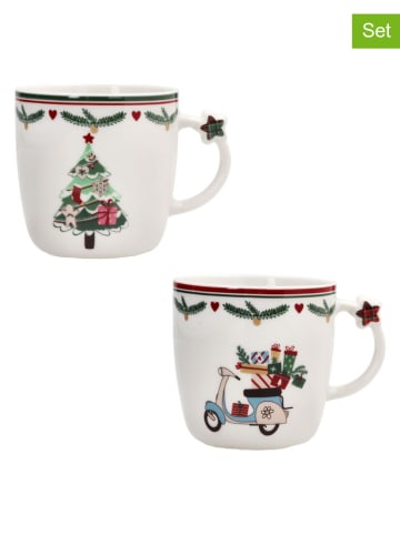 Tognana Kubki jumbo (2 szt.) "Let it Snow" w kolorze białym ze wzorem - 360 ml