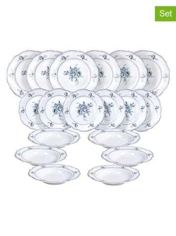 Tognana 18-delige serviesset ''Heritage Florals'' wit/blauw