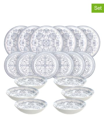 Tognana 18-delige serviesset ''Madison Arabesque'' wit/lichtblauw