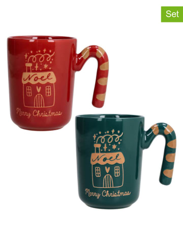 Tognana 2er-Set: Jumbotassen ''Candy Twist'' in Rot/ Grün - 370 ml
