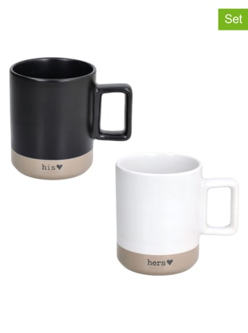 Tognana 2-delige set: mokken ''Cindy You & Me'' zwart/wit - 400 ml