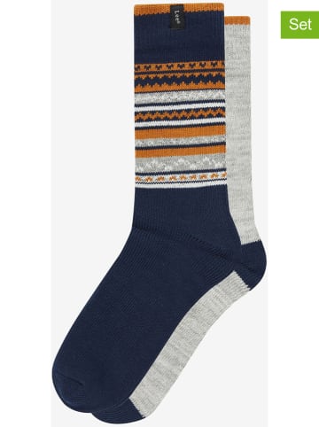Lee 2er-Set: Socken "Roger" in Dunkelblau/ Hellgrau/ Ocker