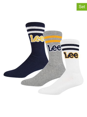 LEE Underwear 3er-Set: Socken "Erskine" in Weiß/ Grau/ Schwarz