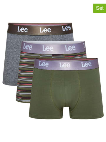 LEE Underwear Bokserki (3 pary) "Becket" w kolorze szaro-oliwkowym