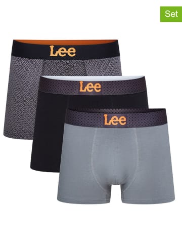 LEE Underwear 3er-Set: Boxershorts "Lucan" in Grau/ Schwarz