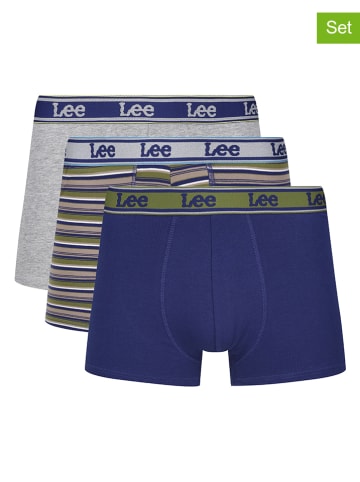 LEE Underwear Bokserki (3 pary) "Stone" w kolorze niebiesko-oliwkowo-szarym