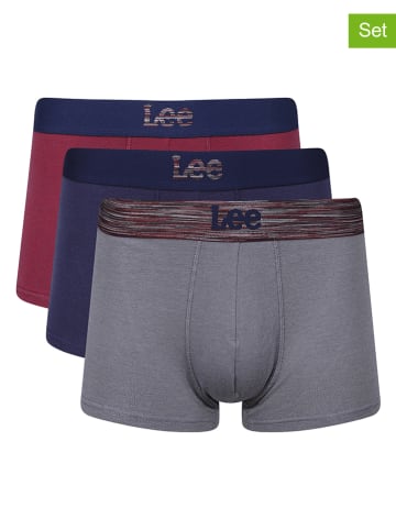 LEE Underwear 3er-Set: Boxershorts "Thain" in Dunkelblau/ Rot/ Grau