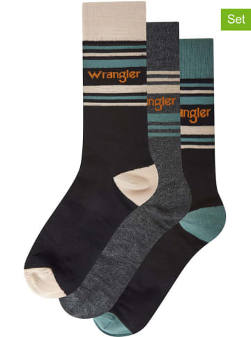 Wrangler 3er-Set: Socken "Sven" in Schwarz/ Türkis/ Beige