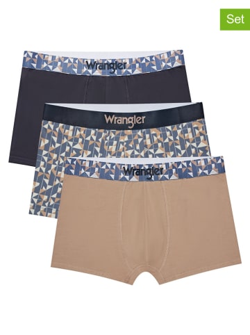 Wrangler 3er-Set: Boxershorts "Colins" in Dunkelblau/ Beige/ Blau