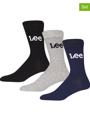 LEE Underwear 3er-Set: Socken "Billie" in Schwarz/ Hellgrau/ Dunkelblau