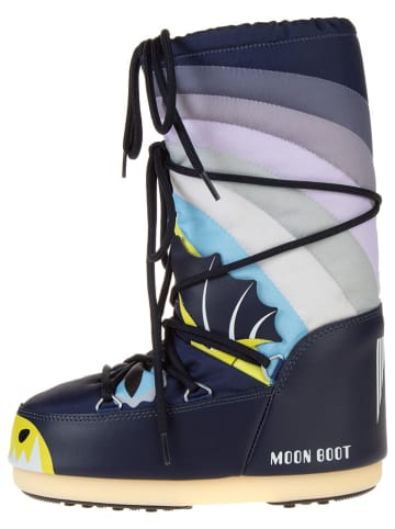 Moon Boot Kozaki zimowe "Icon" w kolorze granatowym ze wzorem