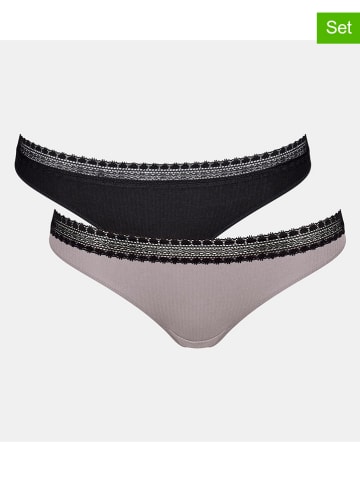 Sloggi 2-delige set: slips zwart/grijs