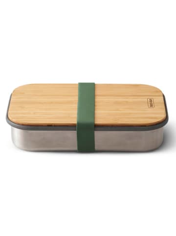Black+Blum Lunchbox zilverkleurig/lichtbruin/groen - (B)22 x (H)5 x (D)14,5 cm