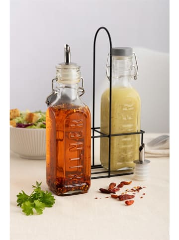 Kilner 3-delige set: azijn- en oliedispenser transparant/zwart - 300 ml