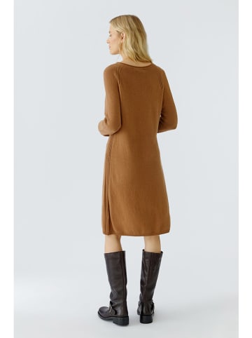 Oui Gebreide jurk camel