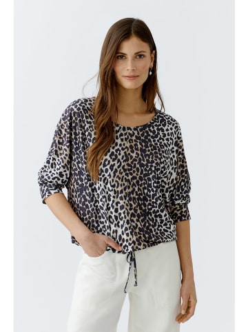 Oui Bluse in Schwarz/ Camel