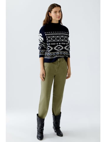 Oui Pullover in Schwarz/ Weiß