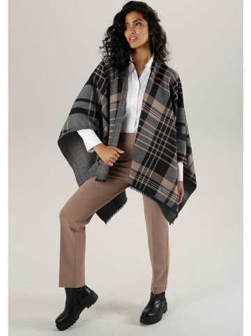 Aniston Poncho in Schwarz/ Hellbraun