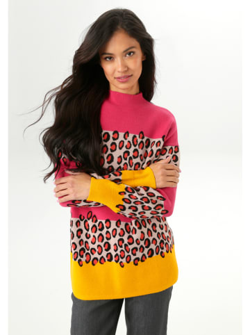 Aniston Pullover in Pink/ Gelb