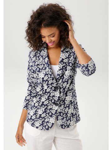 Aniston Blazer in Dunkelblau/ Weiß