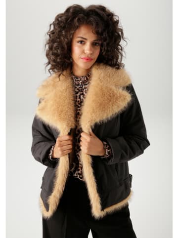 Aniston Übergangsjacke in Schwarz/ Camel