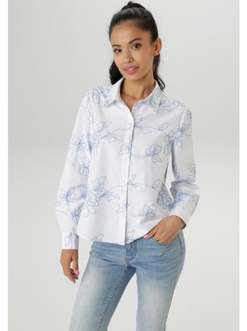 Aniston Bluse in Weiß/ Hellblau