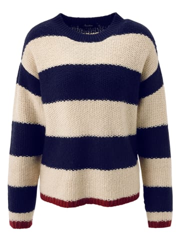 Aniston Pullover in Blau/ Beige
