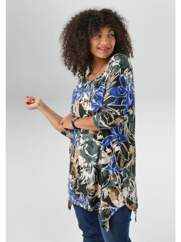 Aniston Blouse antraciet/beige/blauw