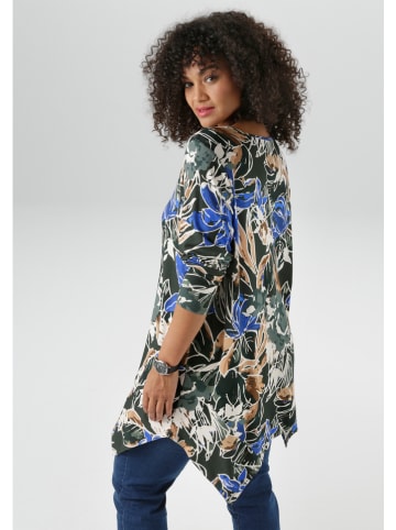 Aniston Bluse in Anthrazit/ Beige/ Blau