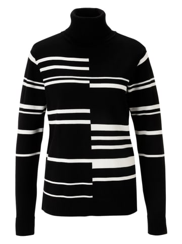 Aniston Rollkragenpullover in Schwarz/ Weiß