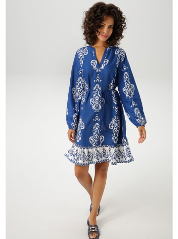 Aniston Kleid in Blau/ Weiß